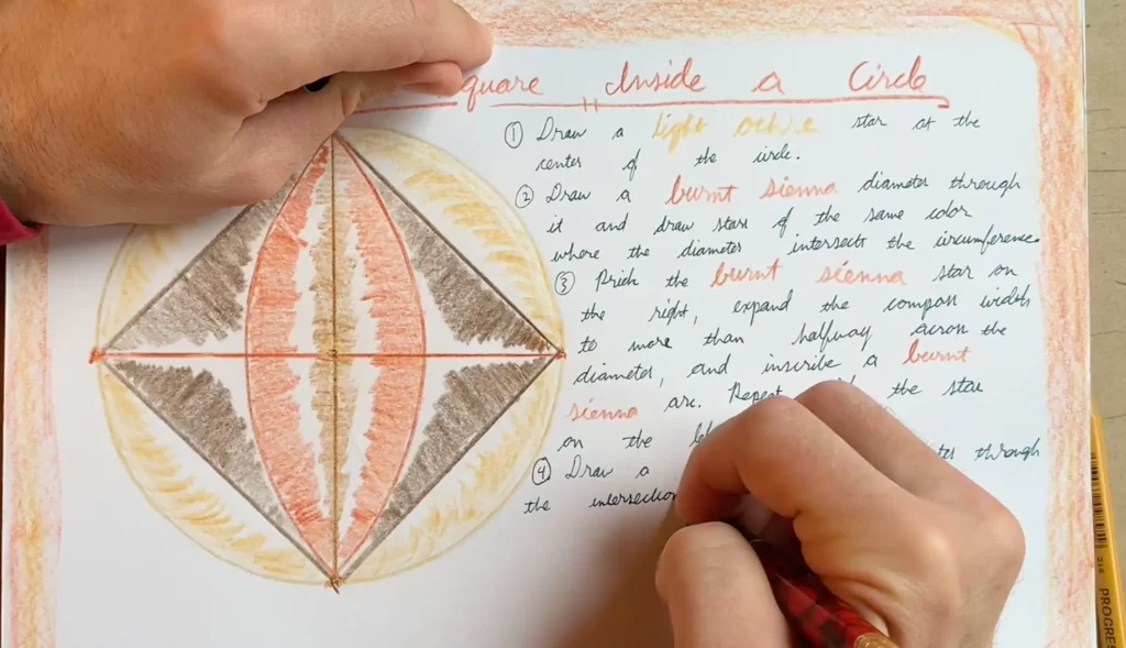 writing up how to create a geometric construction as an example of teaching geometry